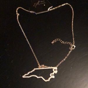 North Carolina state necklace with bling!  🧡🔆🧡